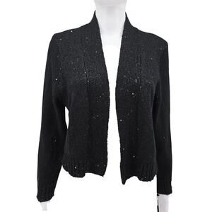 Calvin Klein Sequin Cardigan Sweater Black L New